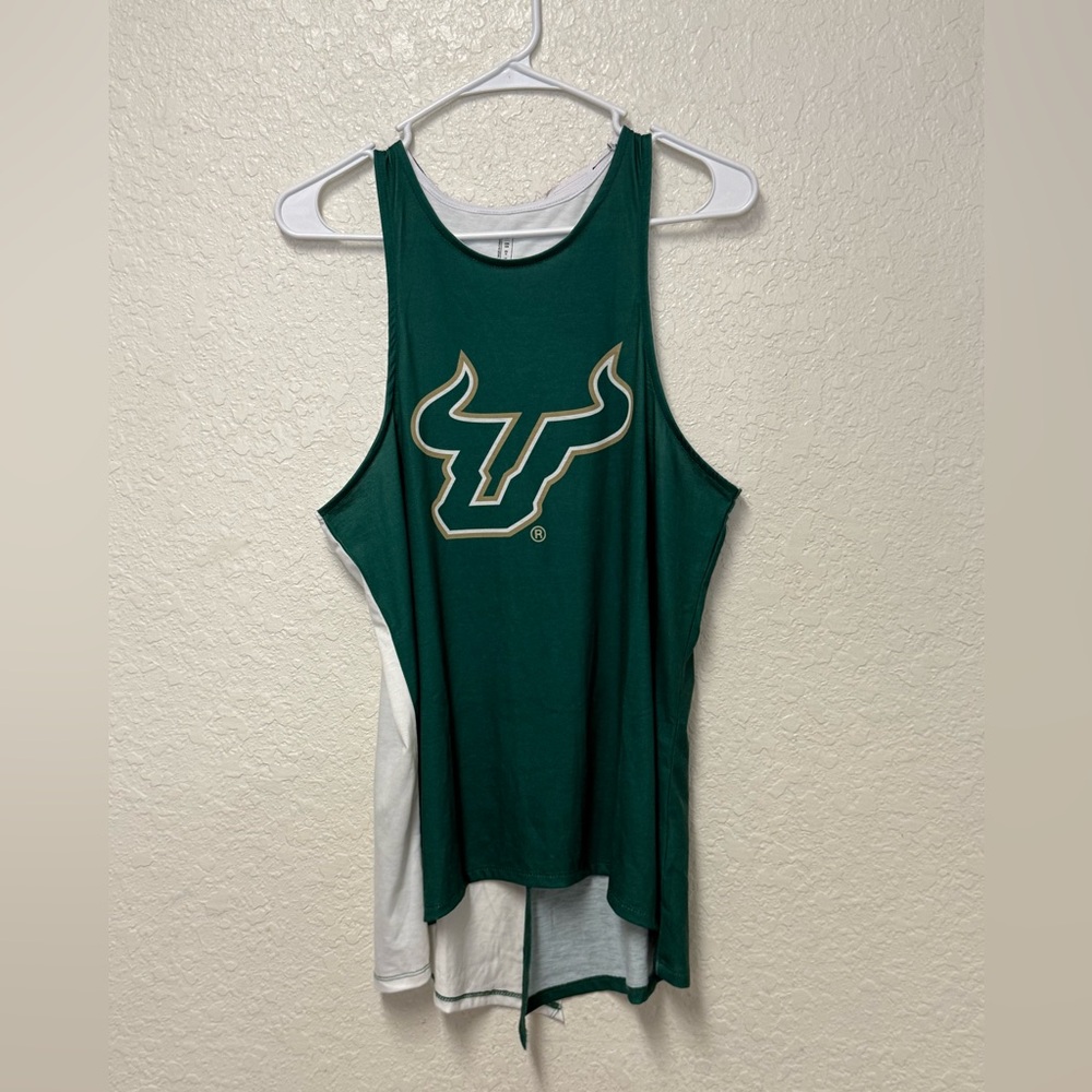 NWT USF Bulls Green & White Tank Top with Bull Logo Size Medium - Picture 2 of 16